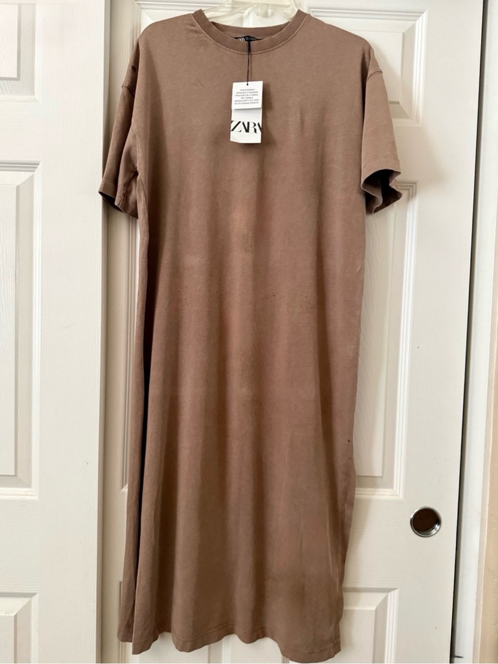 ZARA Brown Casual Short-Sleeve Maxi Dress